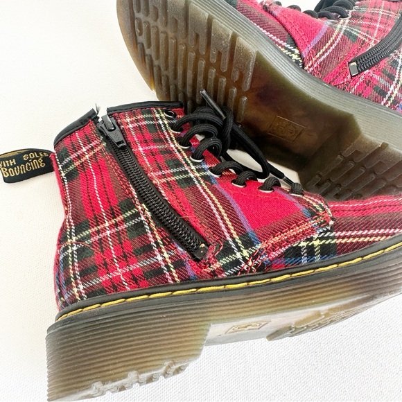 Dr. Martens Boots YOUTH 1460 Tartan  Red Plaid Kids Size 12 US - Picture 6 of 13